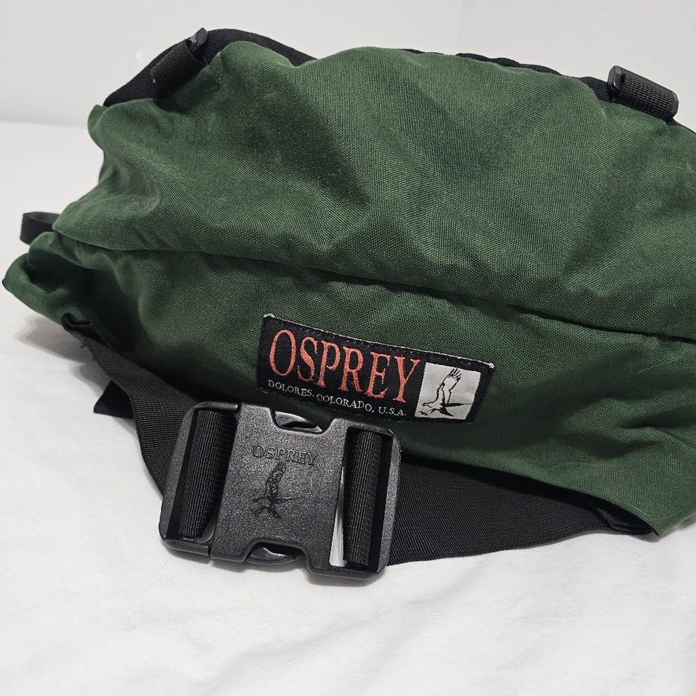 Osprey Vintage Green & Black Hiking Waist Pack / Fanny Pack Trail Outdoor Bag